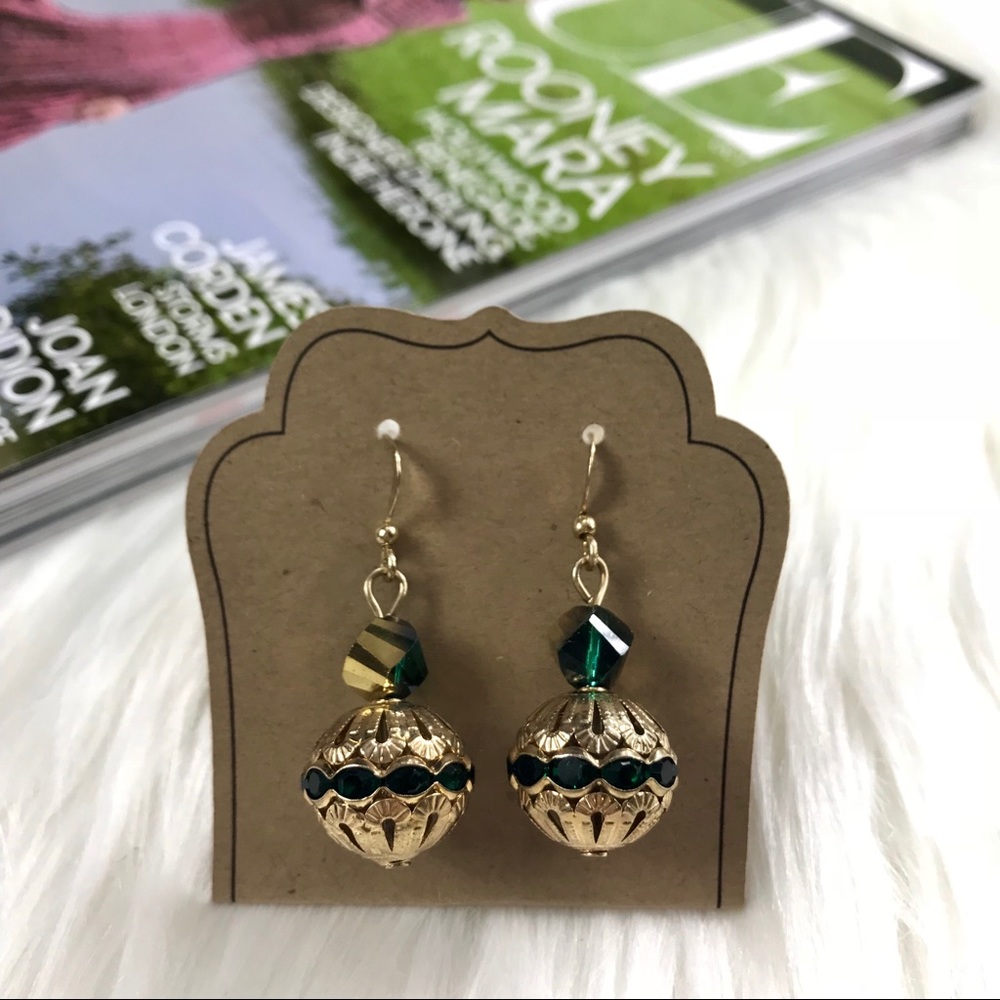 💰Emerald Green Crystal Ball Earrings